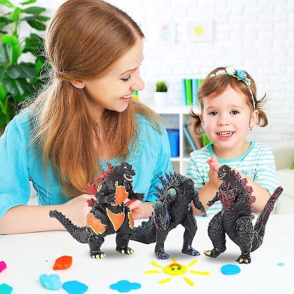 10 set Godzilla Film Monster Godzilla Vs. Kong Leksak, Raton Mosla King Kidora, Trehövdad Draks Pussel Stjärna Handgjord Dock Dekorationer Kung Av Mon