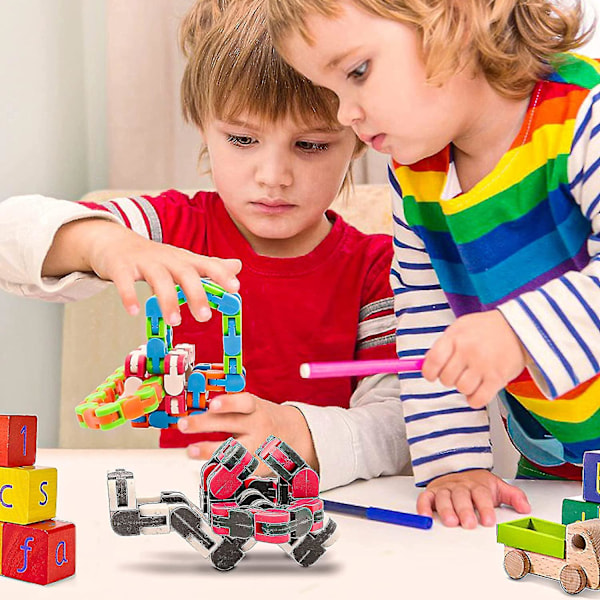 18 Pakke Wacky Tracks Snap And Click Fidget Leker Finger Sensoriske Leker, 24 Lenker Slange Puslespill for Stresslindring, Festposefyll, Festutstyr