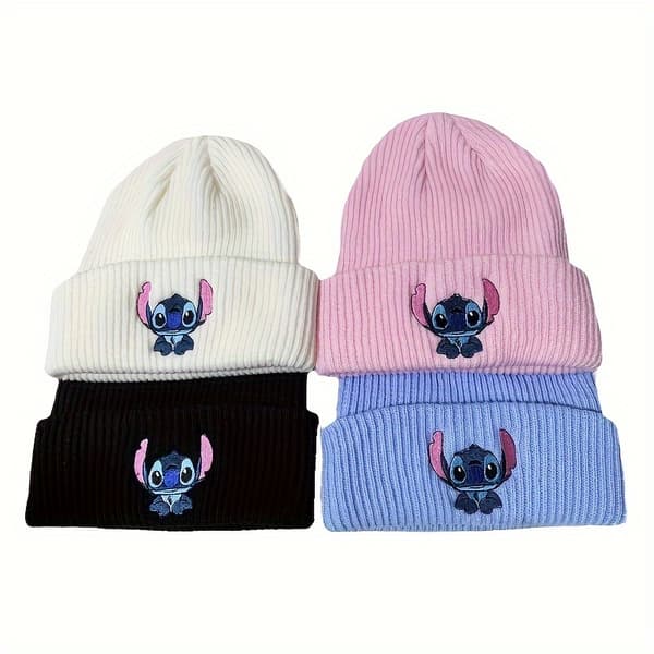 Stickad mössa för män och kvinnor, anime-tecknad varm mössa, pullovermossa i ull, kall vädermössa för utomhusbruk, perfekt present Blue