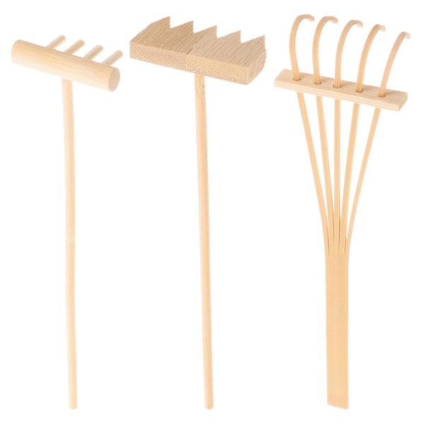 3 stk. Mini Rake Verktøy For Zen Hage Sand Bambus Bordplate Meditasjon Feng Shui Dekor For Hjemmekontor