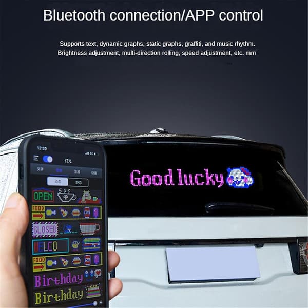Led Pixel Panel, USB 5V Flexibel Led Modul RGB Rullande Text Animation Display, Bluetooth App, 9.2*37.2cm