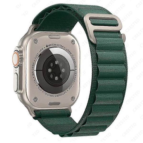 Stropp for Alpine Loop Nylon Armbånd correa iwatch Series Ultra 8 SE 7 6 3 5 Kompatibel Apple Watch Stropp Dark Green