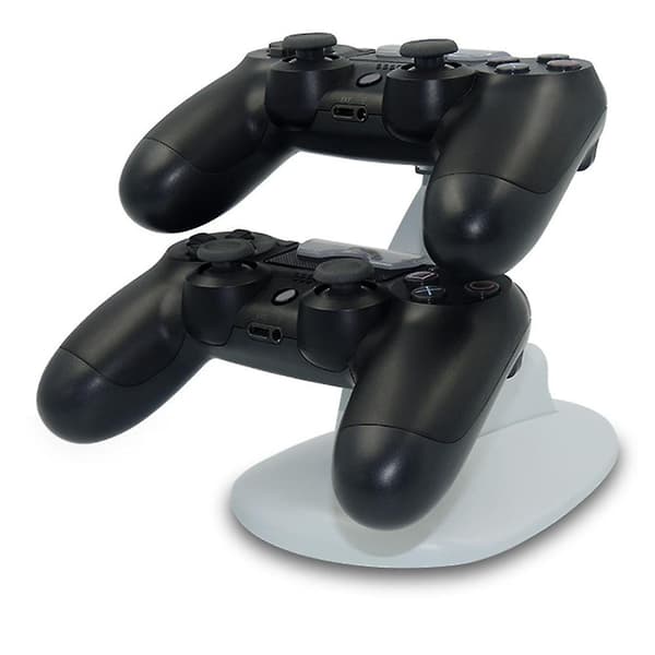PS4-kontrollerlader Playstation 4-kontrollerlader Lading Dockingstasjon Stativ. Dobbel USB Rask Ladingstasjon & LED-indikator for PS4-kontroller