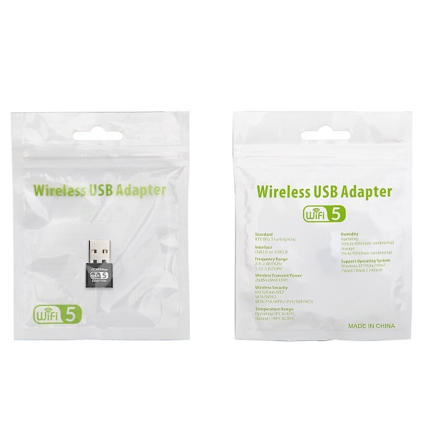 650 Mbps USB WiFi-adapter 5 GHz og 2,4 GHz Dual-Band USB Lan Ethernet-adapter 802.11AC Trådløst nettverkskort Wi-Fi Dongle-mottaker for PC Stasjonær Laptop