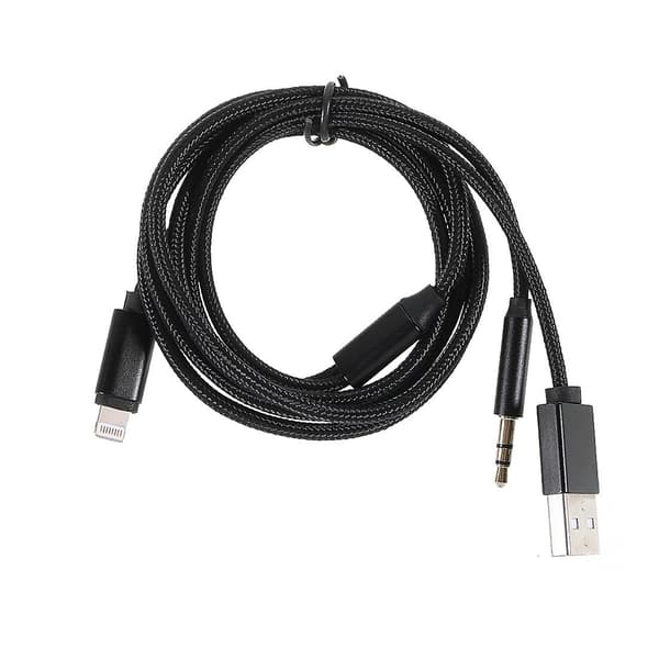 Lightning til 3,5 mm + USB opladning lyd AUX adapterkabel til iPhone iPad