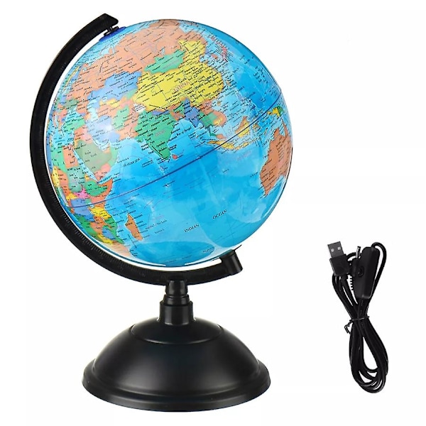 Roterende Verdenskort LED Lysende Globe med USB Studie Leg Læring