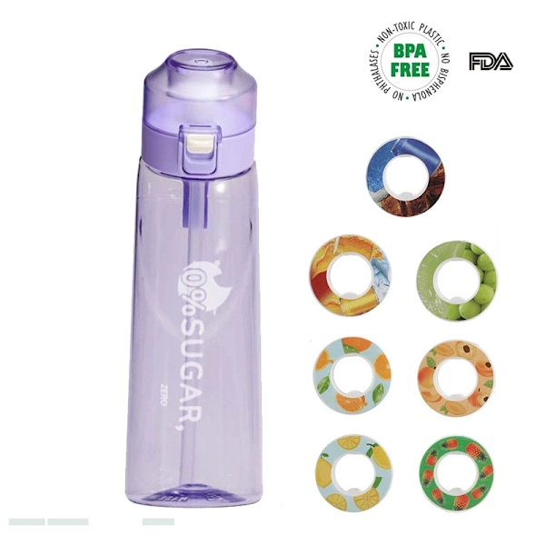 Makuvesipullo 7 Makupalalla Ilmavesipullo 650ml Ilma Aloituspakkaus Vesipullo Retkeilyyn Urheiluun Purple