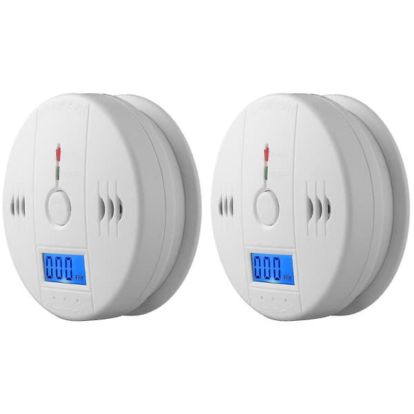 2-pack rökdetektor och kolmonoxiddetektorlarm med LCD-display A