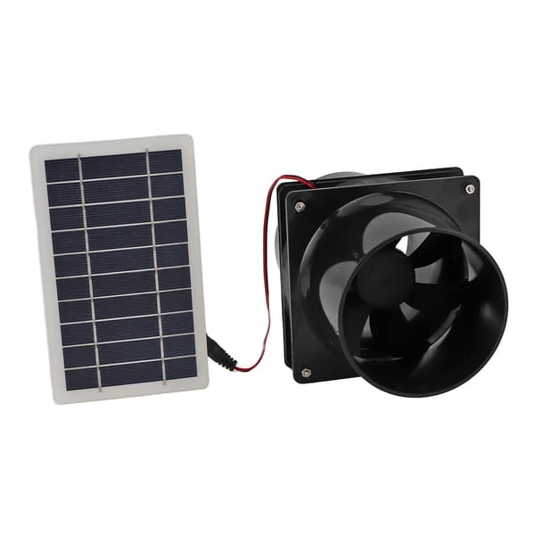 10W 12V Solcelledrevet Udstødningsventilator til Runde Rør ABS Solpanel Ventilationsventilatorsæt til Kæledyrshus Hønsehus RV Drivhus