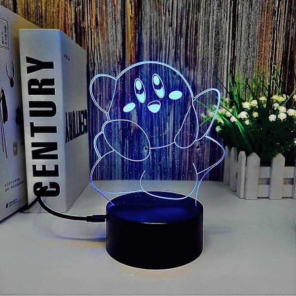 3D Lampe Illusion Led Kirby Natlys 7 Farver Unik Børn Kirby Spil 3D Natlys til Børneværelse Indretning USB/Batteridrevet 3D Lys Kirby Lampe med