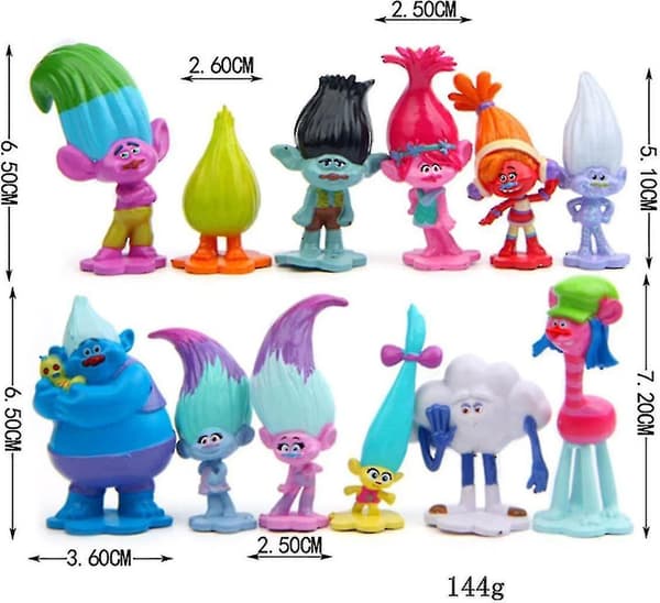 12 st Trolls Leksaker Mini Troll Docka Leprocauns Samlarobjekt Docka, S Actionfigurer, Tårtdekorationer