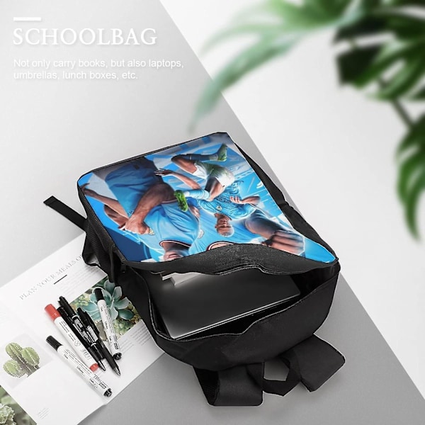 GENBAK Haaland Ryggsäckar 3D-tryckta Skolryggsäckar Pojkar Flickor Personlig Ryggsäck Skolväska Grundskoleelever Barn Ryggsäck 17 tum