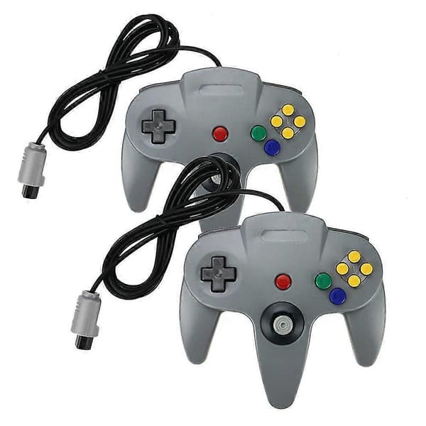 Klassisk N64-spilcontroller til Nintendo 64-system, responsivt joystick og knapper, Plug-and-Play (1 pakke) Silver Gray