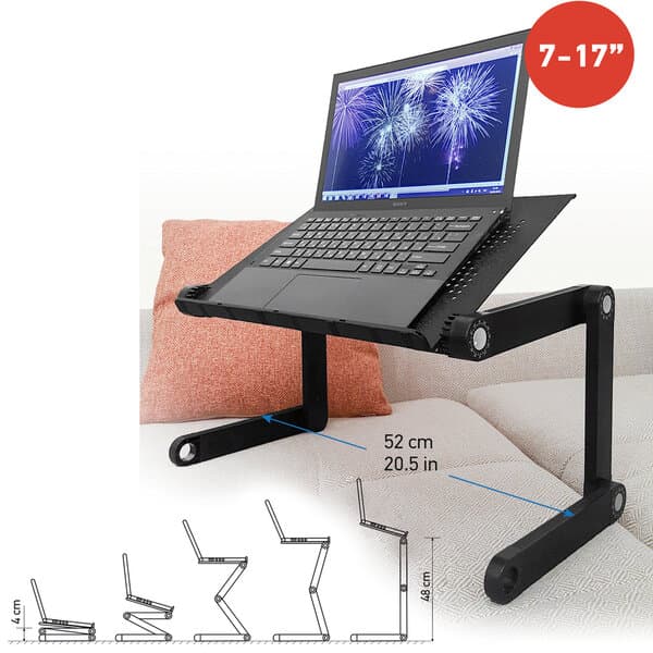 Vikbart laptopbord, svart