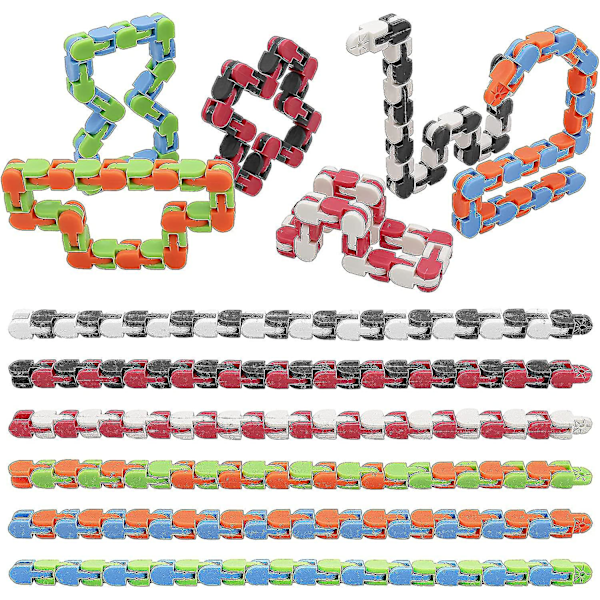 18 Pakke Wacky Tracks Snap And Click Fidget Leker Finger Sensoriske Leker, 24 Lenker Slange Puslespill for Stresslindring, Festposefyll, Festutstyr