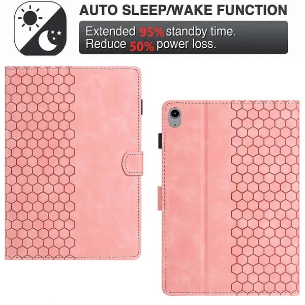 Præget læderetui til iPad 10. generation 10.9 2022 pink