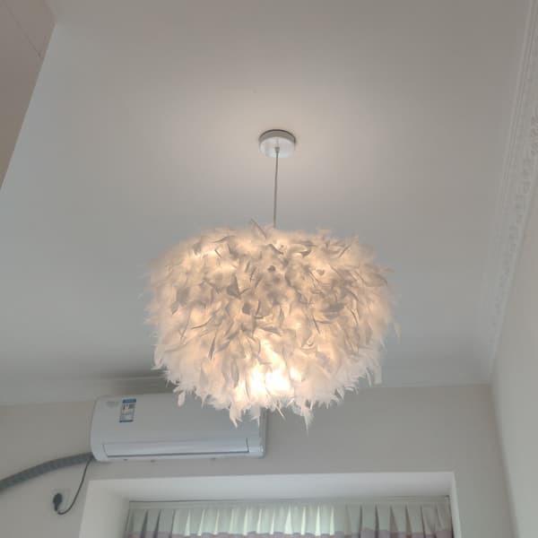 Vit fjäderljuskrona E27 - diameter 35 cm