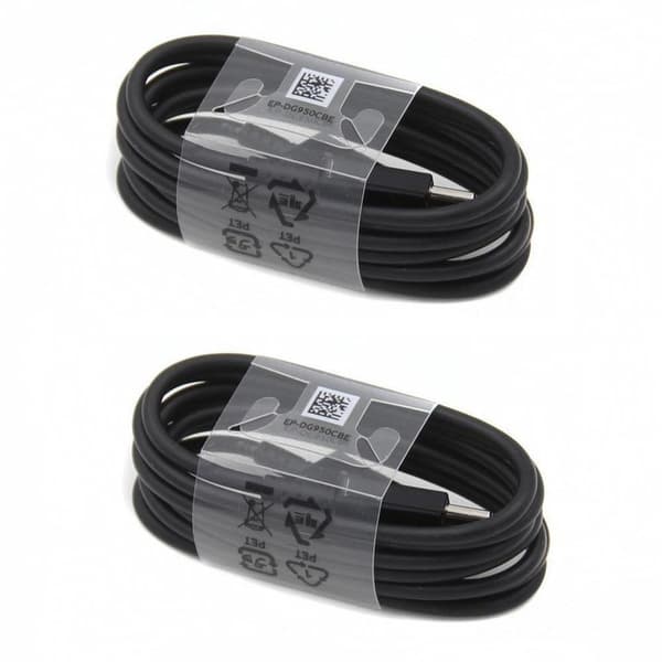 2 stk Samsung Original 1.2m Ekstra lang USB-C Kabel / Oplader Sort