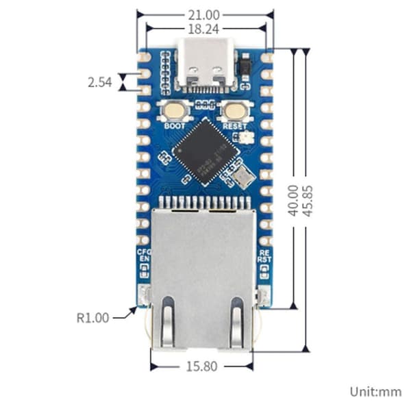Rp2040-eth mini utviklingskort rp2040 ethernet-portmodul for mikrokontroller