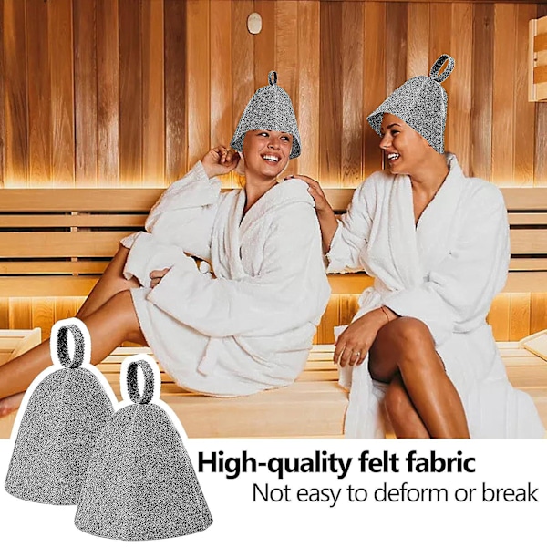 2 Stycken Bastuhatt Filt Bastuhatt Hatt Bastumössa Bastutillbehör Duschmössa Kvinnor Män Bastumössa Filt Hatt Huvudbonad Grey