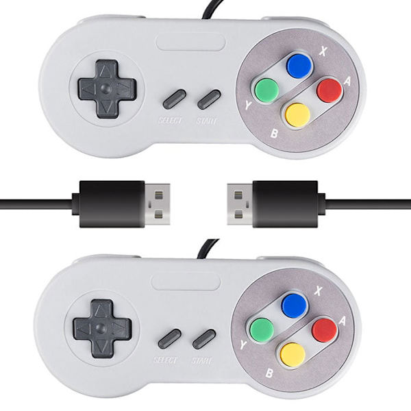 2-pack USB-kontroller för Super NES SNES, USB Famicom-kontroller Joypad Gamepad för bärbar dator Windows PC/MAC/Raspberry Pi Classic