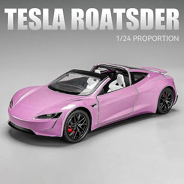 1:24 Tesla Roadster Modell Y Modell 3 Tesla Model S Leksaksbil i Metall med Ljud och Ljus Barnleksak Samlarobjekt Födelsedagspresent