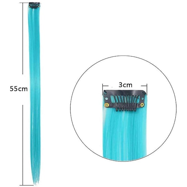 Sateenkaarihiuspidennykset Klipsillä 24 kpl/pakkaus 24 Väriä 55 cm Synteettinen Suora Pitkä Tukka Sateenkaari Valittu Naisille Tytöille Lapsille Lahjaksi