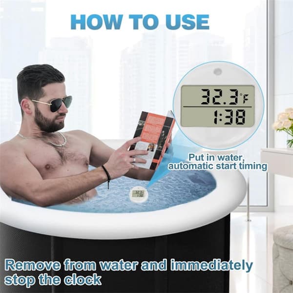 Isbads Termometer Timer, Flydende Termometer til Isbad, Vandtæt IP67, Koldt Dyp Termometer & Timer