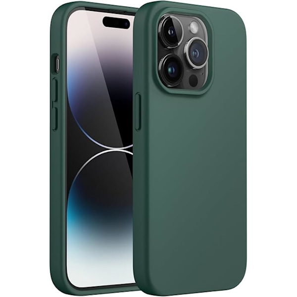 iPhone 14 Pro Silikonskal, för 6,1 tum (ungefär 6,1 cm), Silkeslen Mjuk Känsla Fullständigt Skydd, Stötsäkert Skyddsfodral, med Mikrofiberfoder Pine Green