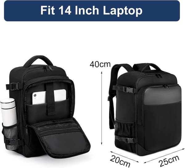Resebackpack Kabin Flygplan 40x20x25 Svart 20L