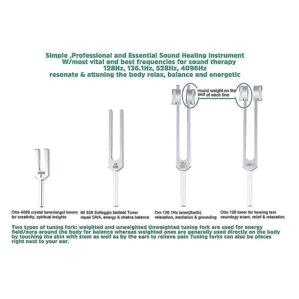Tuning Fork Set til stressaflastning 4 stk. (128 Hz-4096 Hz)