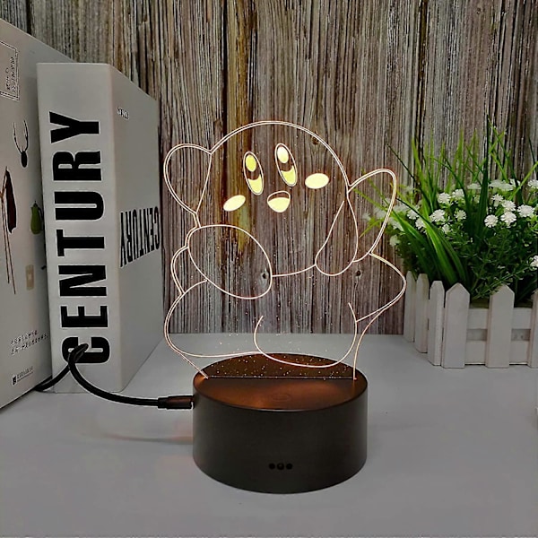 3D Lampe Illusion Led Kirby Natlys 7 Farver Unik Børn Kirby Spil 3D Natlys til Børneværelse Indretning USB/Batteridrevet 3D Lys Kirby Lampe med