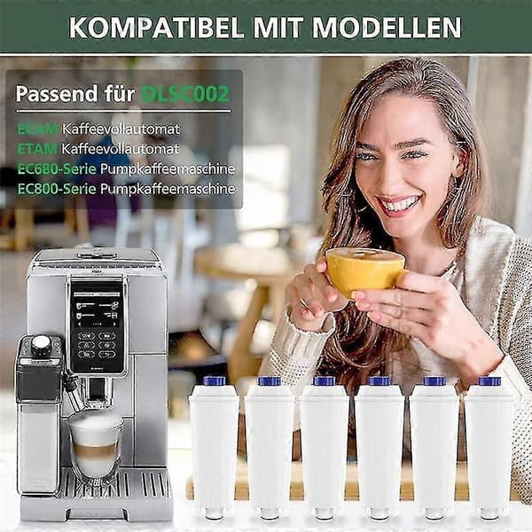6-pak kaffemaskinefilter til Delonghi Dlsc002 Filter Ecam, Esam, Etam, Bco, Ec