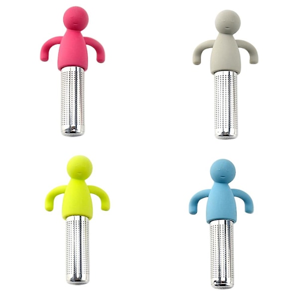 4 stk. Ultra Finmasket Te-infuser i Rustfritt Stål Te-sil Multifunksjonell Humanoid Te-lekkasje