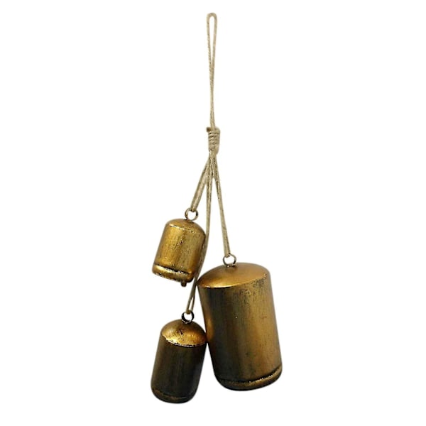 Black Friday 2025 Set med 3 Julklockor Mässing Ko Shabby Chic Rustik Metall Hängande Jätte Koskällor Dekor