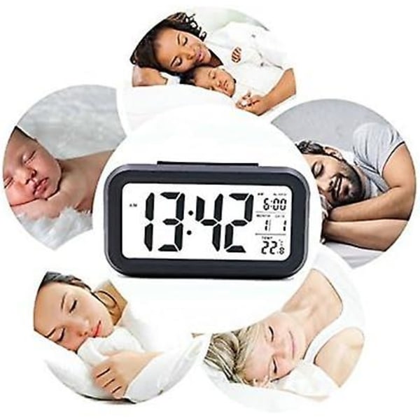 Kreativ Väckarklocka Morgon Snooze Väckarklocka LED Bakgrundsbelyst Skärm Digital Display Med Kalender Datumvisning Funktion, Temperatur, Tid
