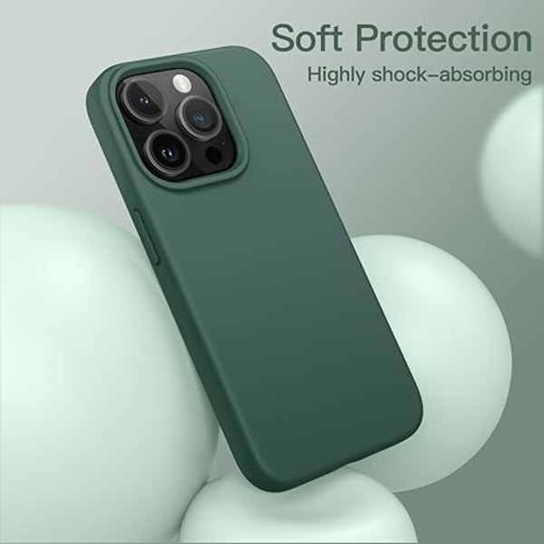 iPhone 14 Pro Silikonskal, för 6,1 tum (ungefär 6,1 cm), Silkeslen Mjuk Känsla Fullständigt Skydd, Stötsäkert Skyddsfodral, med Mikrofiberfoder Pine Green