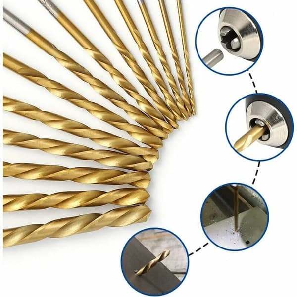 High-Speed Steel Left-Hand Drill Bit with Titanium Nitride Coating, 135 Degree, Double-Edged Hardened Steel