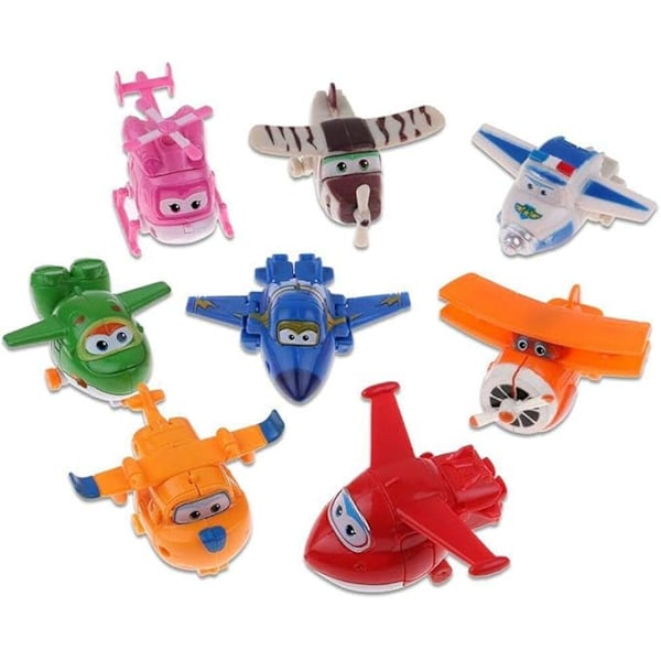 8-pack Super Wings Transformerflygplan Mini-figurer Leksaker för Barn