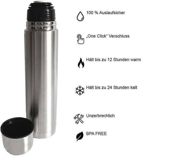 Thermos Rostfri ståltermos, läckagesäker, dubbelväggig, diskmaskinsäker kaffetermos, te termos