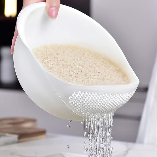 Multifunctional Dish Basin for the Kitchen - Drain Water, Rinse Rice, and More with Practical Features White
