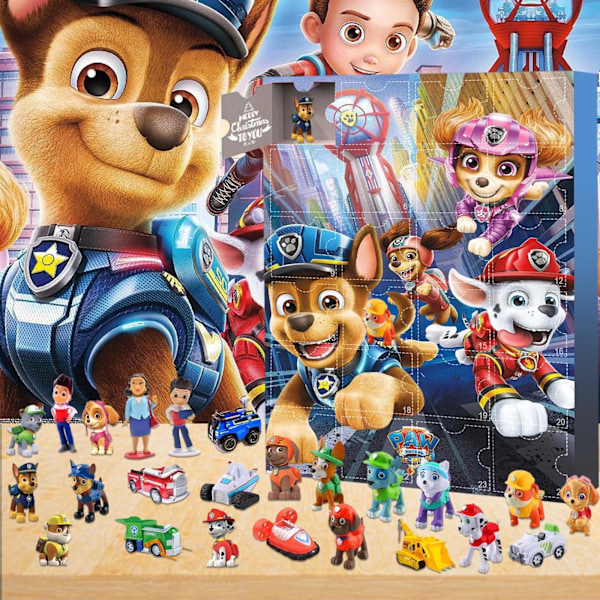 Adventskalender Mugg 2025 24st Patrullfigurer Dockor Leksaker Jul 24 Dagars Nedräkningskalendrar Blind Box Festivalgåva för Barn Vuxna