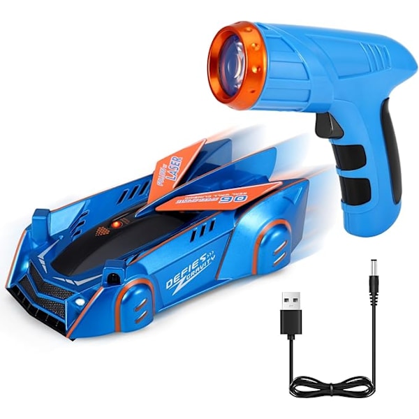 Nollgravitations RC-bil väggklättring racing, laser RC-bil, RC-billeksak med LED-ljus