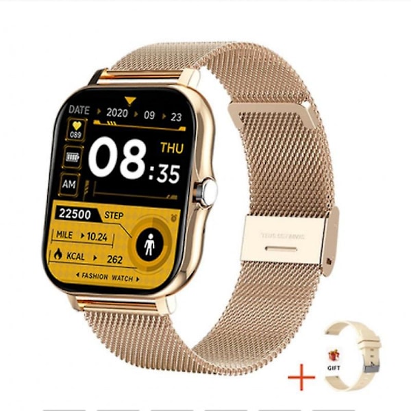 Julklapp Dam Smartklocka, Samtal/Blodtryck/100+ Sporter Dam Smartwatch, Andningsfrekvens Puls Blodsyre Sömn Gold