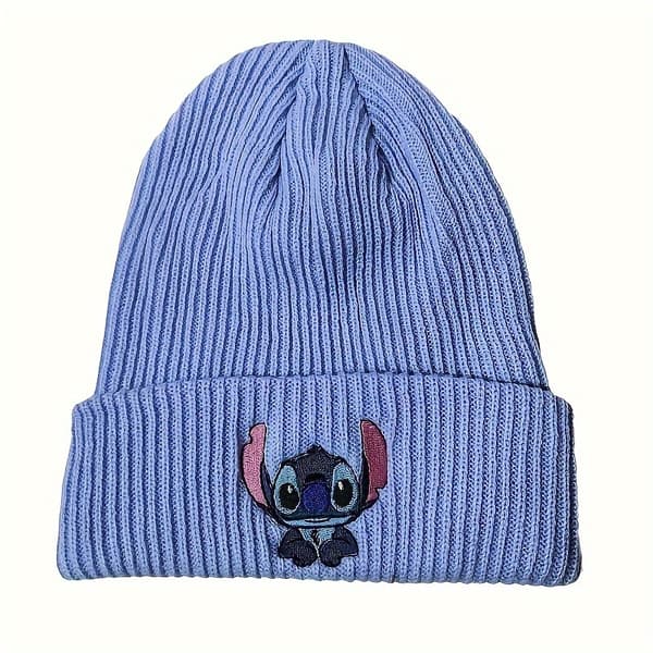 Stickad mössa för män och kvinnor, anime-tecknad varm mössa, pullovermossa i ull, kall vädermössa för utomhusbruk, perfekt present Blue