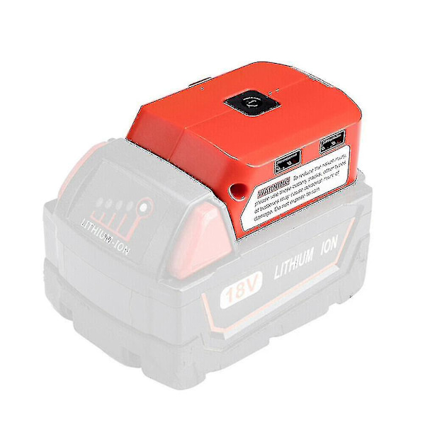 USB-lader Batteriadapter 18V Strømforsyning med LED for Milwaukee 49-24-2371 M18773