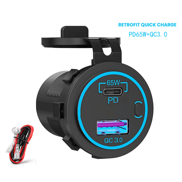 65w Pd 12v Usb-udtag Til Bærbar Usb C Biloplader Stik Multiport Udtag Vandtæt Adapter Til