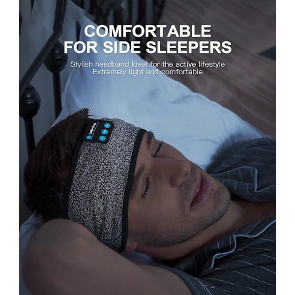 Hodetelefoner for søvn, Bluetooth-hodeband med søvnhodetelefoner, støydempende søvnhodeband med ultratynne HD-stereohodynapper perfekt for sideliggende