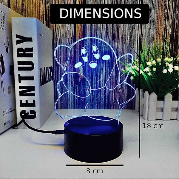 3D Lampe Illusion Led Kirby Natlys 7 Farver Unik Børn Kirby Spil 3D Natlys til Børneværelse Indretning USB/Batteridrevet 3D Lys Kirby Lampe med