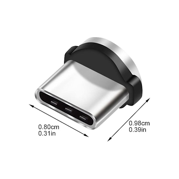 15 stk USB-C Magnetisk Adapter Aluminium 360 Graders Roterende Kabelkontakt